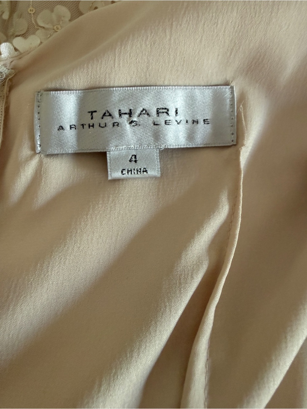 Tahari Champagne/Blush Pink Floral Embellished Formal Dress Size 4 - Picture 2 of 6